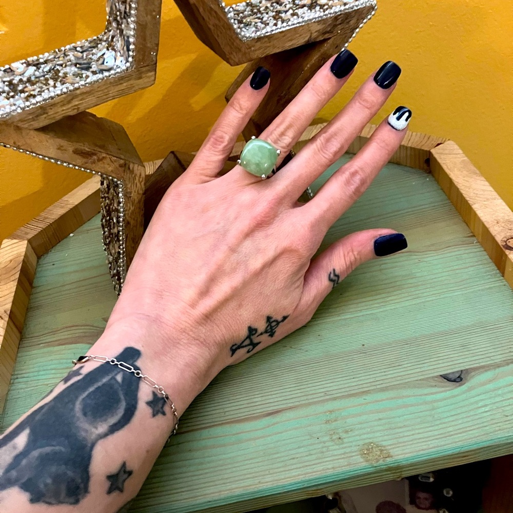 Sterling silver Jade statement ring NWOT